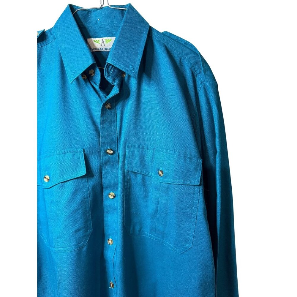 VTG American Weekends Mens Medium Long Sleeve‎ Button Shirt Casual Double Pocket